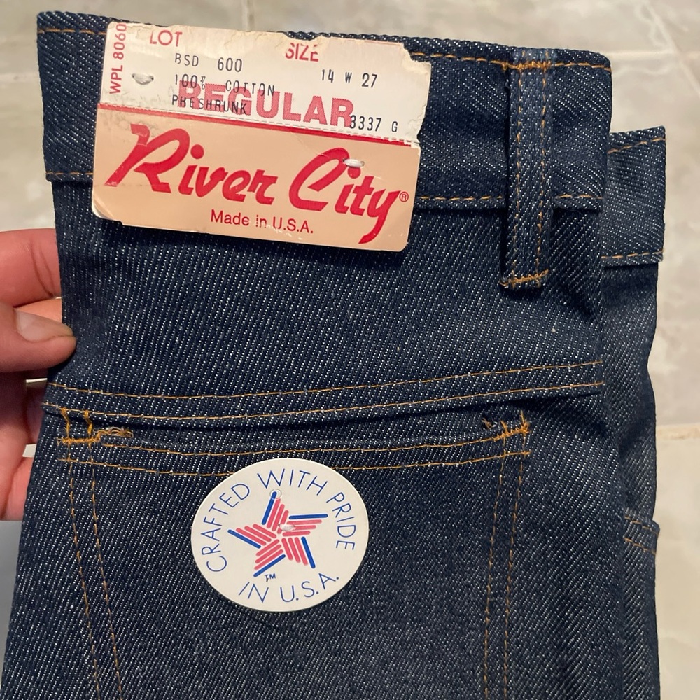 Vintage 90s Deadstock River City Blue Jeans Sz 14x27